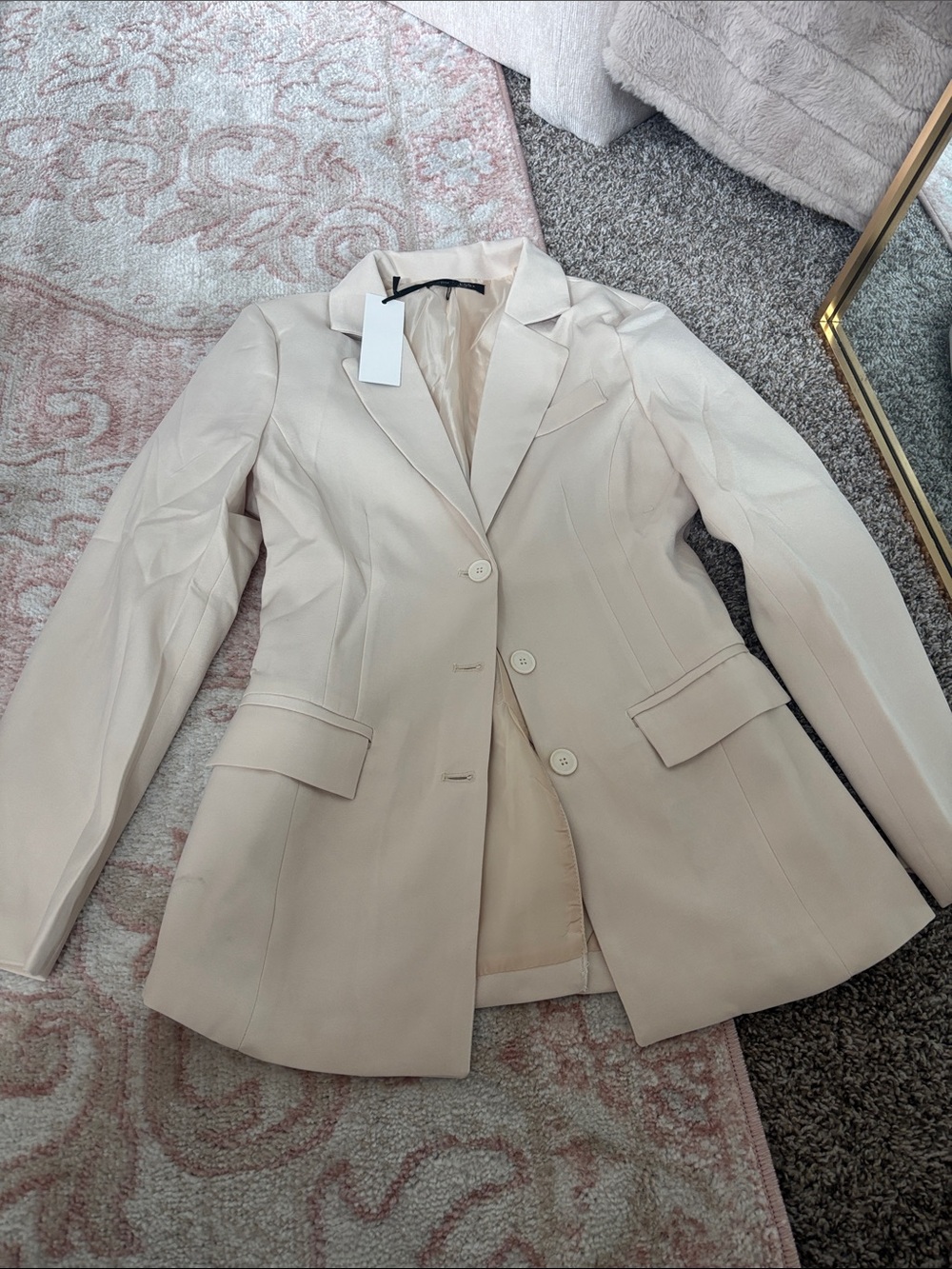 Women's Cream Single-Breasted Tailored Blazer